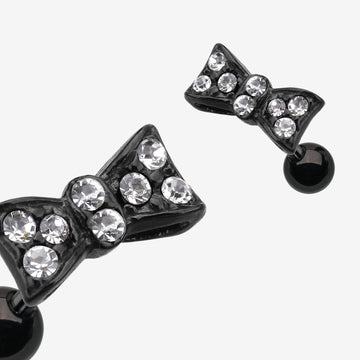 Blackline Flap Bow Tie Cartilage Earring-Clear